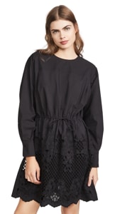 See by Chloe Cinched Waist Dress with Poplin Detail
