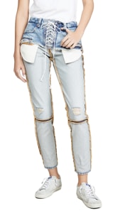 Unravel Project Corset Inside Out Skinny Jeans