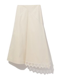 Flared lace-trimmed skirt