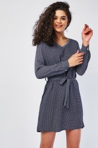 All Over Pattern Belted Shift Dress