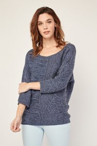 Batwing Sleeve Ribbed Sweater