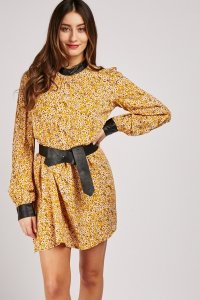 Calico Printed Belted Dress