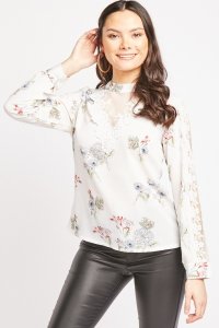 Everything5pounds.com - Chantilly lace trim blouse