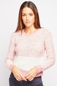 Everything5pounds.com - Colour block garter knit jumper