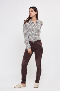 Contrast Faux Leather Insert Trousers