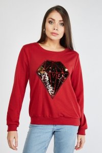 Everything5pounds.com - Diamond sequin front sweatshirt