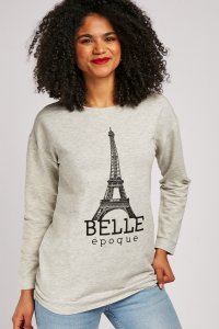 Eiffel Tower Print Speckled Top