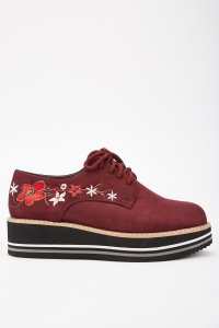 Everything5pounds.com - Embroidered platform suedette shoes