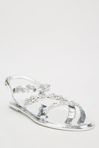 Everything5pounds.com - Encrusted triple strap sandals
