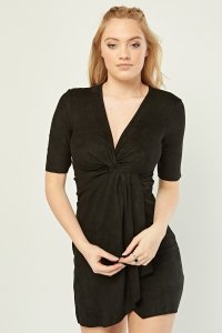 Everything5pounds.com - Faux suede twisted wrap dress