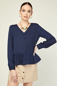 Flared Hem Lace Detail Top