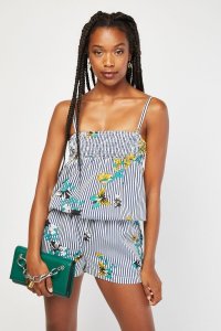 Everything5pounds.com - Flower stripe contrast playsuit