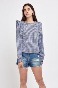 Frilly Trim Gingham Top