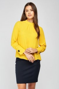 Everything5pounds.com - Long sleeve yellow chiffon blouse