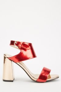 Everything5pounds.com - Metallic contrast open toe heeled sandals