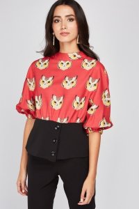 Everything5pounds.com - Owl print peplum blouse