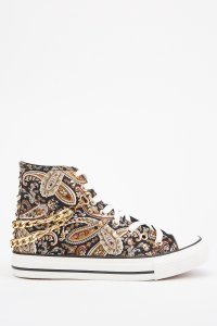 Everything5pounds.com - Paisley print high top trainers
