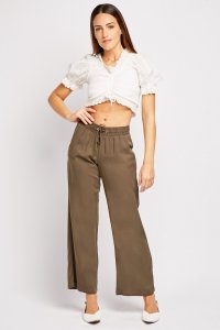 Plain Straight Fit Silky Trousers