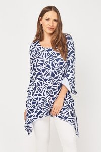 Everything5pounds.com - Printed flute sleeve asymmetric top