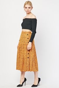 Everything5pounds.com - Printed midi flared skirt
