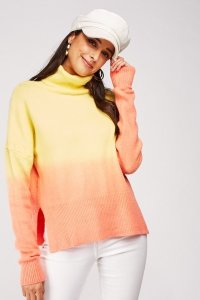 Roll Neck Ombre Knit Jumper