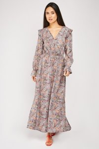 Scattered Paisley Print Maxi Dress