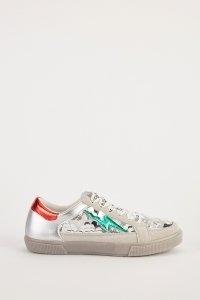 Sequin Embellished Ribbon Lace Up Trainers