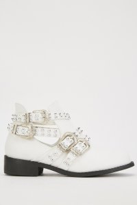Studded Buckle Strap Boots