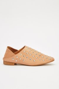 Everything5pounds.com - Studded court slip on shoes