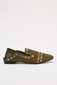 Studded Suedette Slip On Shoes
