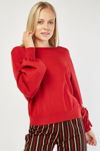 Tie Up Eyelet Knit Sweater