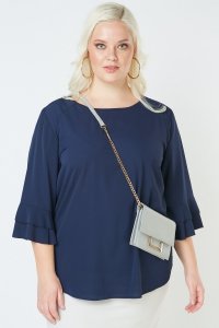 Everything5pounds.com - Tiered bell sleeve chiffon blouse