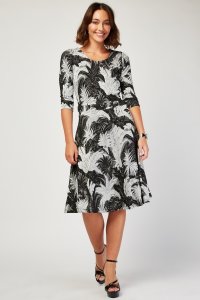 Tropical Palm Tree Embroidered Dress