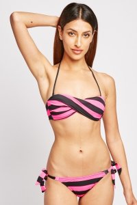 Everything5pounds.com - Twisted stripe bikini set