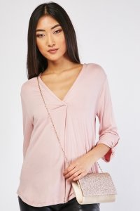 V-Neck Light Pink Jersey Top