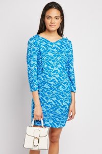 Wave Print Fleece Dress