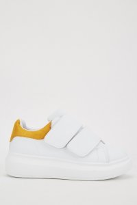 Everything5pounds.com - Yellow suedette back platform trainers