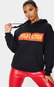 Black Pulp Fiction Oversized Hoodie, Black