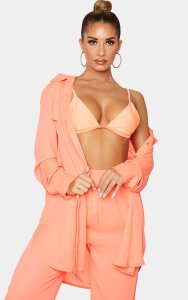 Prettylittlething - Coral oversized beach shirt, coral
