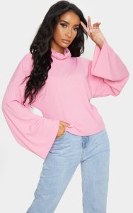 Prettylittlething - Pink roll neck oversized sweater, pink