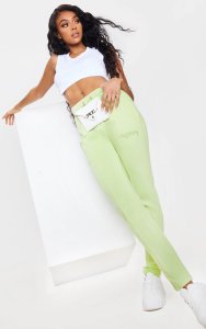 PRETTYLITTLETHING Soft Lime Tapered Joggers, Lime