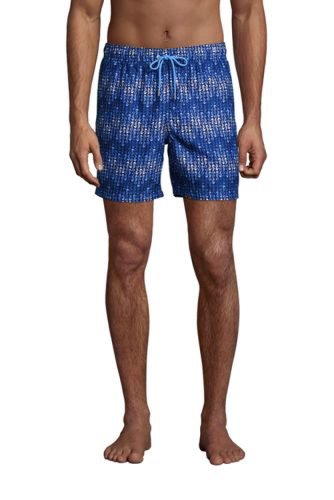 Lands End - 6-inch swim shorts, men, size: 36-38 regular, blue, polyester, by lands' end