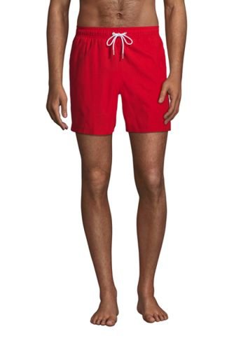 6-inch Swim Shorts, Men, Size: 40-42 Regular, Red, Polyester, by Lands' End