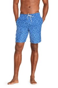 Lands End - 8-inch swim shorts, men, size: 36-38 regular, blue, polyester, by lands' end