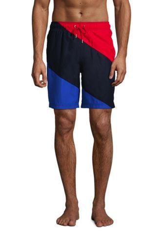 Lands End - 8-inch swim shorts, men, size: s regular, red, polyester, by lands' end
