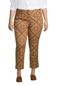 Mid Rise Cropped Chino Trousers, Women, Size: 22 Plus, Brown, Cotton-blend, by Lands' End
