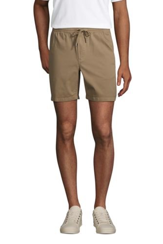 Chino Shorts with Elastic Waist, Men, Size: 40-42 Regular, Tan, Cotton, by Lands' End