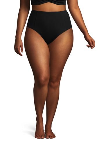 Chlorine Resistant Retro Bikini Bottoms, Women, Size: 20 Plus, Black, Nylon-blend, by Lands' End