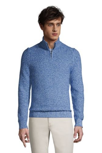 Lands End - Drifter half zip cotton jumper, men, size: 38-40 regular, blue, by lands' end