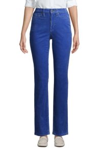 High Waisted Wale Cord Straight Ankle Jeans, Women, Size: 10 Regular, Blue, Cotton-blend, by Lands' End